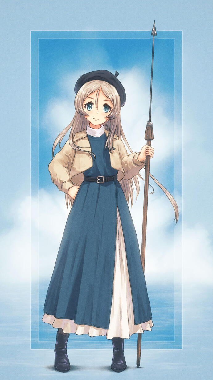 Javelin Drawing of Javelin from Kantai Collection standing and holding a pilum.